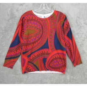 Tyler Boe Sweater Womens Medium Paisley Nautical Pullover‎ Button Preppy Office